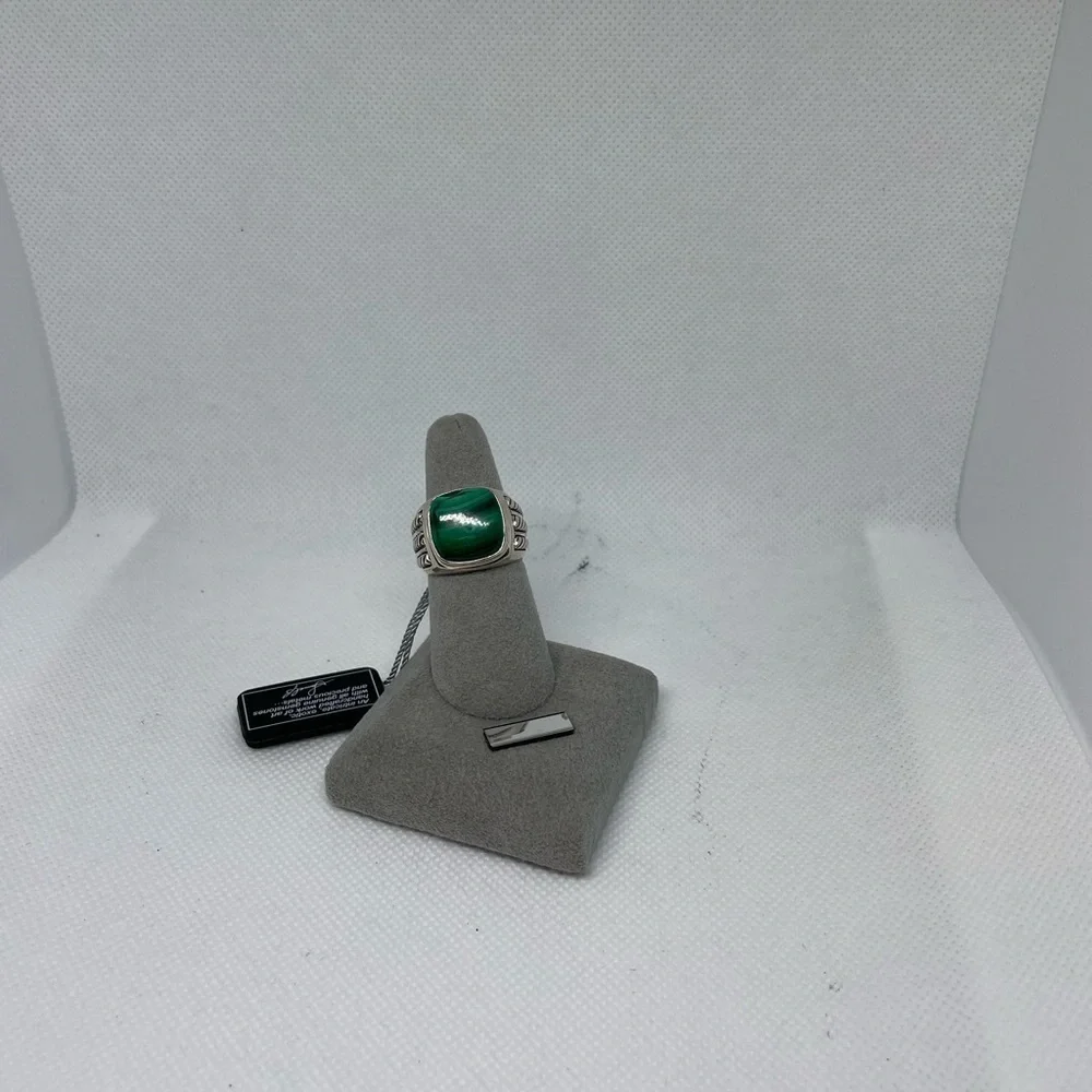 Sterling Sliver Malachite Cushion Ring By Samuel.B